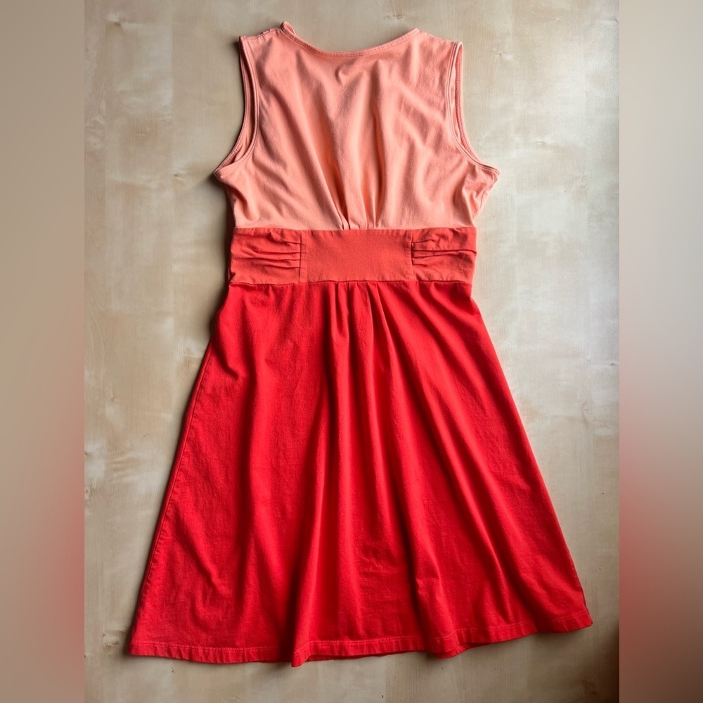 Patagonia Margot A-Line Dress Organic Cotton Blend Peach Orange Red Colorblock - Picture 2 of 10
